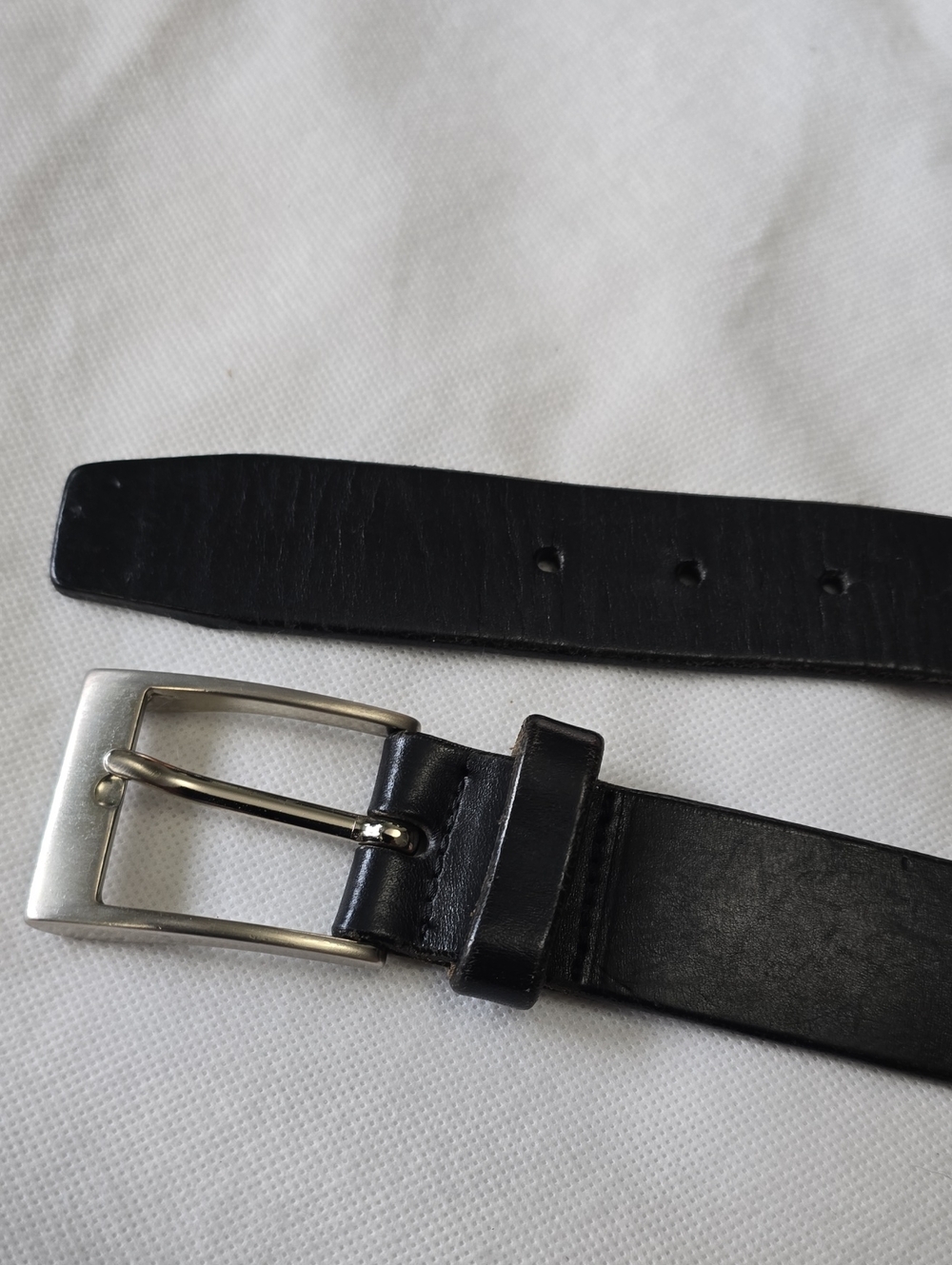 Kudos Men's Black Leather Dress Belt with Silver Buckle Size 34in ton 38in
